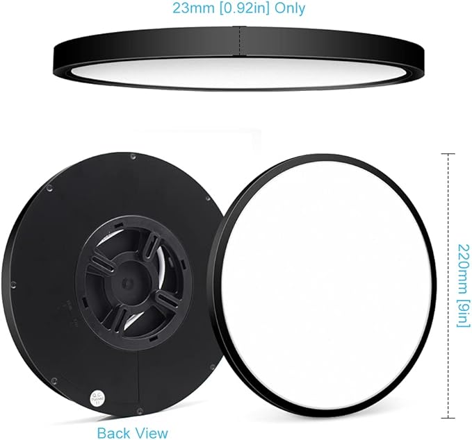 9 Inch Black LED Flush Mount Ceiling Light, 5000K Daylight White Low Profile, 18W 1800LM, Round Slim Flat Ceiling Fixture for Closets, Bedrooms, Hallways, Stairwells, Porch