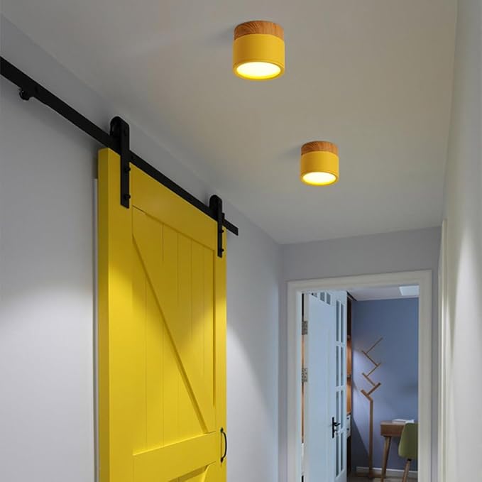 4.2-Inch Macaron Style Ceiling Light, Nordic Modern Ceiling Light Fixture, 15W LED Mini Cylinder Minimalist Close to Ceiling Lamp for Bedroom Hallway Entryway Kitchen Foyer Office