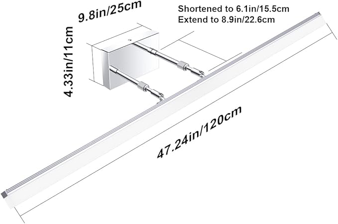 Aipsun 48 inch LED Vanity Lights Adjustable Bathroom Wall Light Fixtures Bathroom Lighting Fixture Over Mirror Chrome Modern Vanity Lighting 5500K