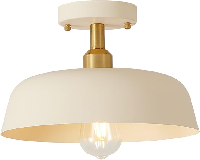 Modern Semi Flush Mount Ceiling Light, 1-Packs Matte Cream Hallway Ceiling Light Fixtures,Mid Century Ceiling Lamp for Kitchen Hallway Entryway Bedroom Laundry Room(1 Packs)