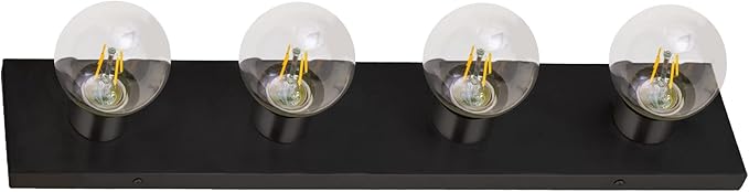 Design House Vanity Lights, 4 Linear Lights, Dimmable, Horizontal or Vertical Use, Uses (4) 60W Bulbs, for Bathroom/Makeup Vanity, Matte Black, 24.0. in. L x 4.33 in. H x 2.0 in. D, 588574-BLK