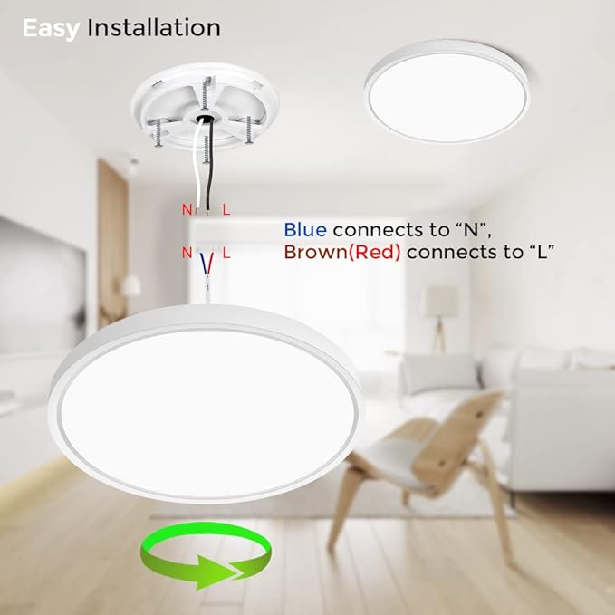 inShareplus LED Flush Mount Ceiling Light Fixture, 1500ML 4000k Natural White 7inch Flat Modern Ceiling Lighting,12W(120W Equiv), Ceiling Lamp Used in Bedroom, Bathroom, Kitchen, Corridor