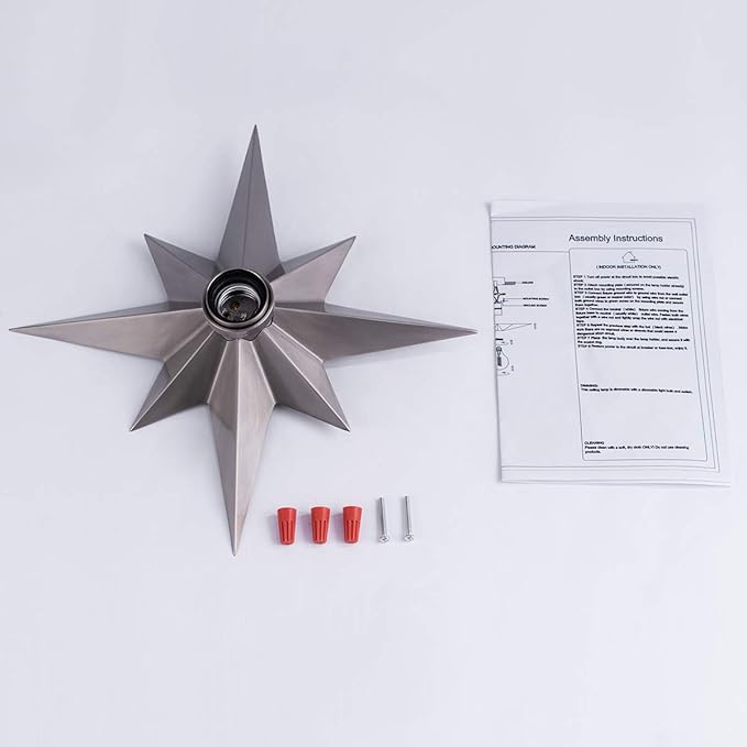 VILUXY Flush Mount Ceiling Light, Satin Nickel Star Light Fixtures Ceiling for Hallway, Entryway, Study Room, Bedroom