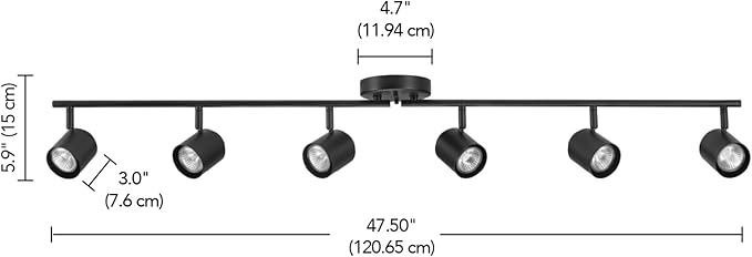 GLOBE Electric 64000167 47" 6-Light Foldable Track Lighting, Matte Black, Pivoting Track Heads, Ceiling Light, Home Improvement