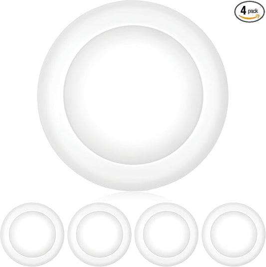 PARMIDA (4 Pack) 5/6 Inch Dimmable LED Disk Light Surface Flush Mount 15W, UL Listed, Recessed Retrofit Ceiling Disc Lights, Energy Star, Installs into Junction Box Or Recessed Can, 1050lm - 4000K