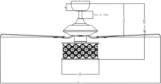 52" Antique Brass Crystal Ceiling Fan with Light and Remote, Vintage Chandelier Ceiling Fan with 5 Wood Blades, Reversible AC Motor, 3-Speed Downrod Mount Fan for Living Room Bedroom Dining Room