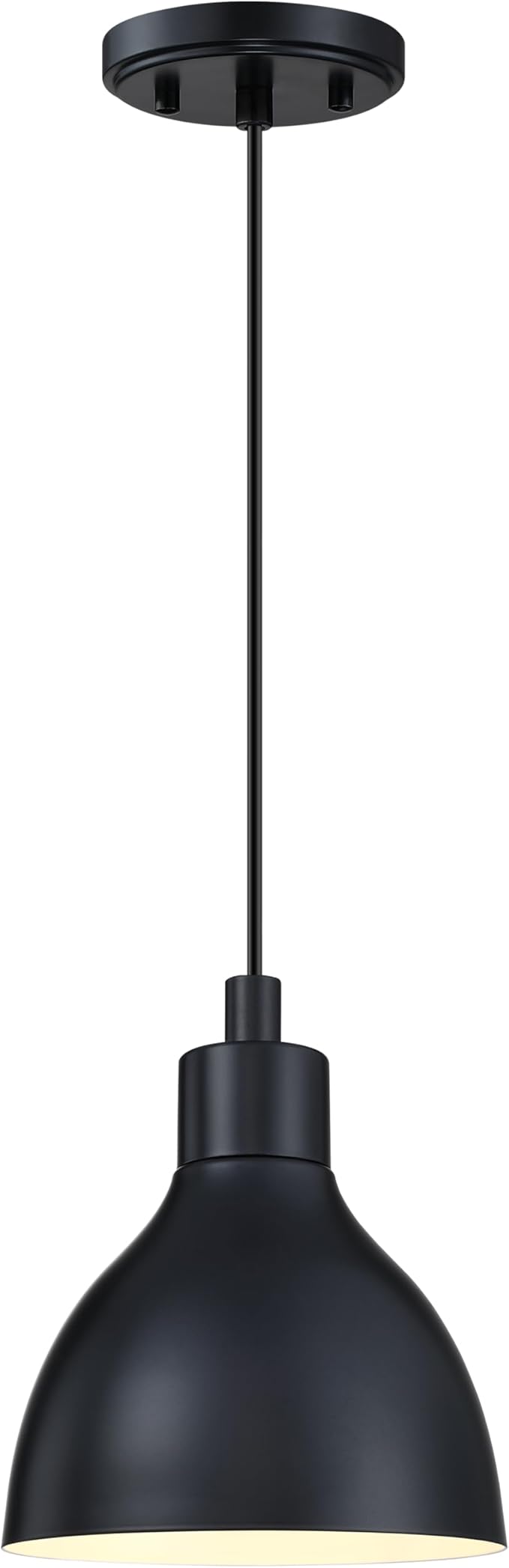 Single Hanging Kitchen Island 6.5" Drum Industrial Metal Pendant Ceiling Light Fixtures for Over Sink,Dining Room,Corridor,Entryway,Hallway 4 Pack Black