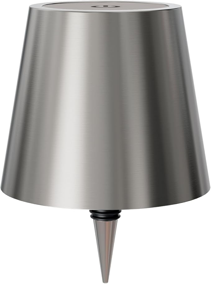 Wireless LED Wine Bottle Lamp Shade - Portable 5 Color Stepless Dimming Rechargeable Touch Light With Stopper for Any Liquor Bottle, Bars, Restaurants - Silver Glossy