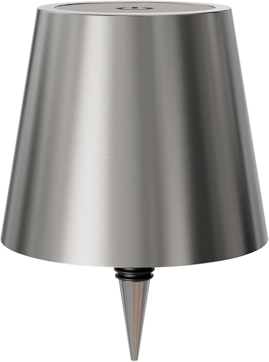 Wireless LED Wine Bottle Lamp Shade - Portable 5 Color Stepless Dimming Rechargeable Touch Light With Stopper for Any Liquor Bottle, Bars, Restaurants - Silver Glossy