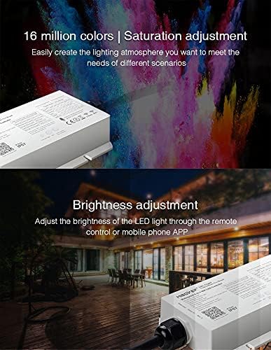 LGIDTECH WL5-WP Miboxer LED Strip Light 5 in 1 Controller for 5050 3528,IP67 Waterproof,Smartphone APP Control Without Extra Hub.Amazon Alexa Google Home Assistant Voice Control,DC12-36V,240W-720W