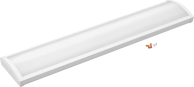 Lithonia Lighting 4 Foot LED Ceiling Light Fixture, 4 Ft LED Shop Light, Low Profile, Wide Housing Wraparound, Fixed 5000 Lumens, 4000K Cool White, Triac Dimming, 120V (FML4W 48 5000LM 840 TD)
