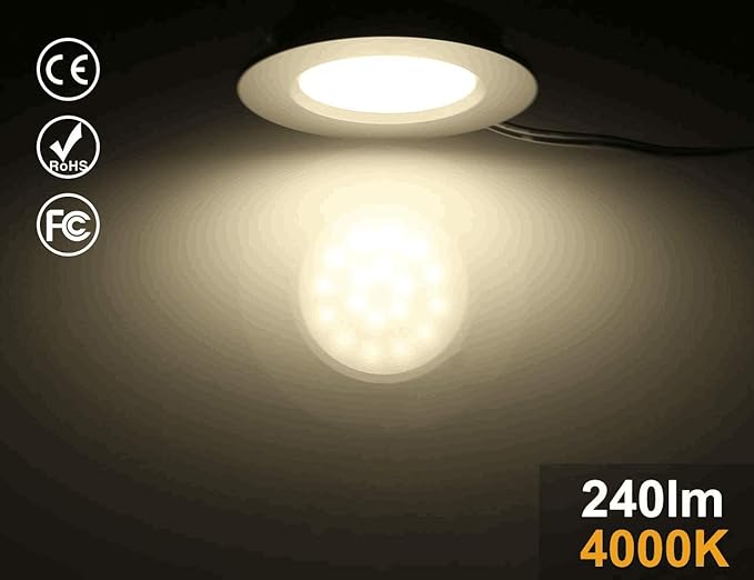ALOVECO LED RV Boat Ceiling Light 12V Recessed Cabinet Lights Waterproof Ultra-Thin Interior Lighting for Motorhome Sailboat Yacht 3000K Warm White (12 Pack) (A-Sliver Lights)