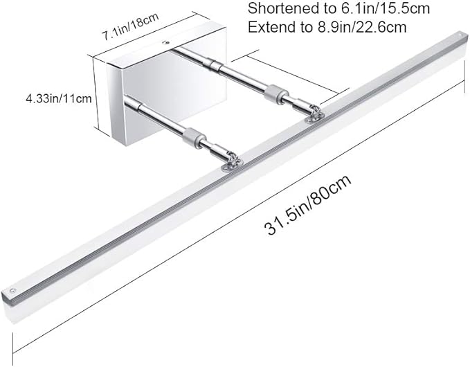 Aipsun 31.5 inch LED Vanity Lights Adjustable Bathroom Light Fixtures Bathroom Lighting Fixture Over Mirror Chrome Modern Vanity Lighting 5500K