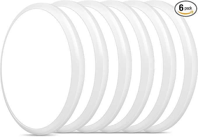 6 Pack 12 Inch Round LED Ceiling Light Fixture, 6500K Daylight Outdoor/Indoor Ceiling Light Fixture, 24W IP54 Waterproof Flat Round White Ceiling Lamp for Living Room Laundry Bedroom Hallway