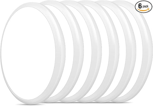6 Pack 12 Inch Round LED Ceiling Light Fixture, 6500K Daylight Outdoor/Indoor Ceiling Light Fixture, 24W IP54 Waterproof Flat Round White Ceiling Lamp for Living Room Laundry Bedroom Hallway