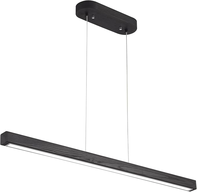 YISDESIGN 47" Black Linear Pendant Light Wooden Led Linear Pendant Light Fixtures Ceiling Hanging Dimmable Pendant Lights for Dining Room Kitchen Island Pool Table Lights Black Wood Finish