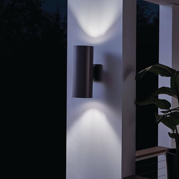 Kichler 9246BA Two Light Indoor/Outdoor Wall Mount, Brushed Aluminum, 15"
