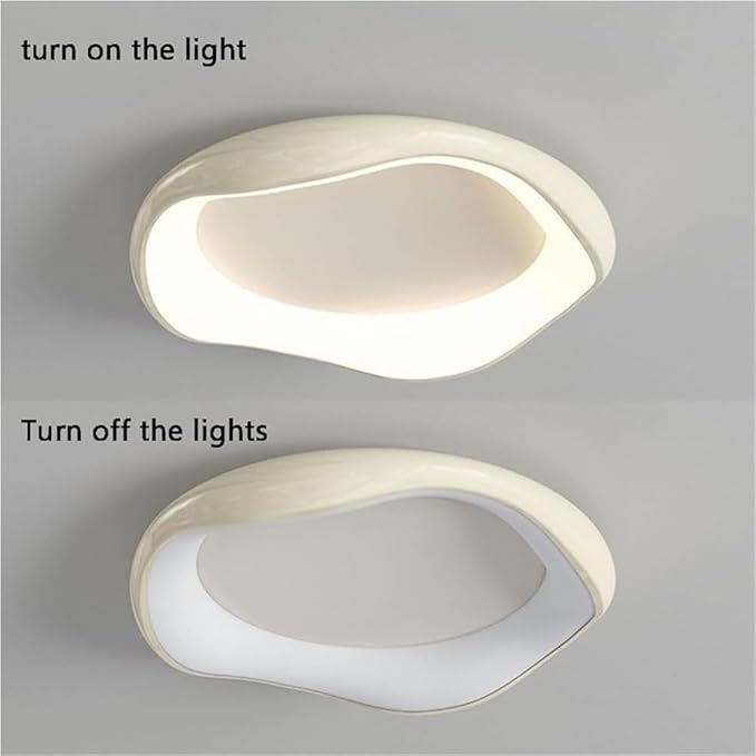 KISAD Nordic Modern and Minimalism Irregular Ceiling Lights Acrylic Shade Semi Flush Mount Ceiling Lamp Iron Body Three-Color Mode Ceiling Light Fixture White Or Black for Bedroom(White,52cm/20.4in)