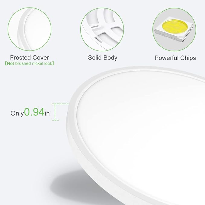 LightingWill 24 Inch LED Flush Mount Ceiling Light Fixture, 2800K Warm White, 5600LM, 45W, Flat Modern Round Lighting Fixture, 400W Equivalent White Ceiling Lamp for Kitchens, Bedrooms.etc.
