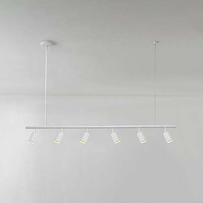 Globe Electric 64000124 55" 6-Light Adjustable Height Track Lighting, Matte White, Pivoting Heads, Modern Ceiling Light for Kitchen, Hallway or Dining Room, Dimmer Switch Compatible