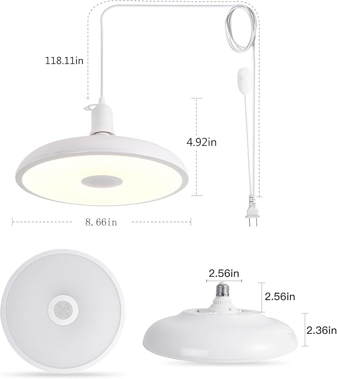 HOREVO Plug-in Pendant Light with Remote Control, Bluetooth Speaker, and Color Changing LED 8.7" 18W Adjustable Farmhouse Hanging Fixture for Kitchen Island, Bar, Dining Room, Bedroom, Entryway
