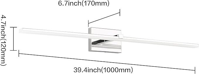 ZUZITO Modern Bathroom Light Fixture - Chrome LED Dimmable Vanity Light Bar 40 Inch Bathroom Light Fixtures Over Mirror 6000K Cool Whtie