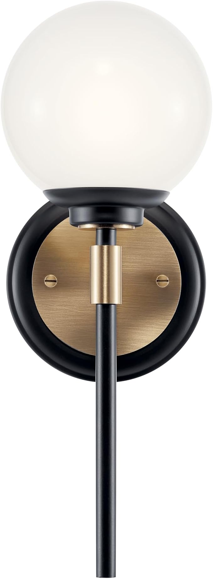 Kichler Benno 1-Light Wall Sconce, Modern Light with Opal Glass in Black and Champagne Bronze, for Bathroom, Powder Room, Kitchen, Bedroom, or Hallway (13.75" x 5.25"), 55170CPZ
