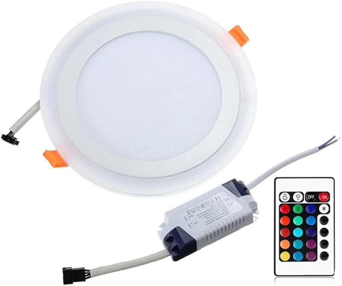 2-Pack Modern Round RGB LED Flush Mount Lighting Colors Changing 6/10/16/24W LED Downlight, Ceiling Light, RGB & White 5000K with Remote Control (16, watts)