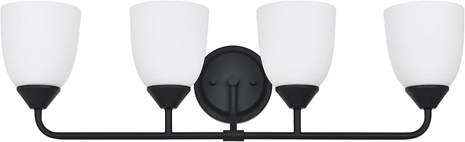 Black 4-Light Traditional Bathroom Vanity Light Fixtures Over Mirror, Modern Vanity Lights for Living Room, Standard E26 Base, Textured Black