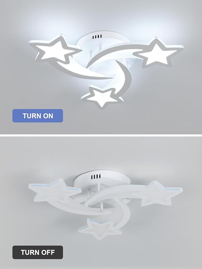Goeco Kidsroom Ceiling Light, 6500K White Acrylic Close to Ceiling Light Fixtures, Stars Creative Cartoon Flush Mount Ceiling Lamp Fixture for Kids Room, Bedroom, Living Room