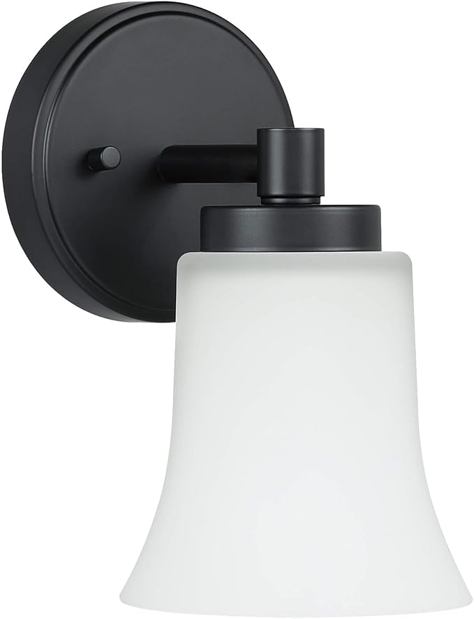 XiNBEi Lighting Wall Sconce, 1 Light Black Glass Vanity Wall Light for Bathroom & Hallway XB-W1235-1-MB