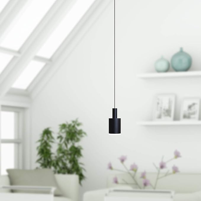 Virgo 1 Mini Pendant Lighting Black - LED Hanging Light Fixture for Kitchen Island, Bar, Foyer - Cluster Pendants - Dimmable, Adjustable Wire, Lamp Bulb Included