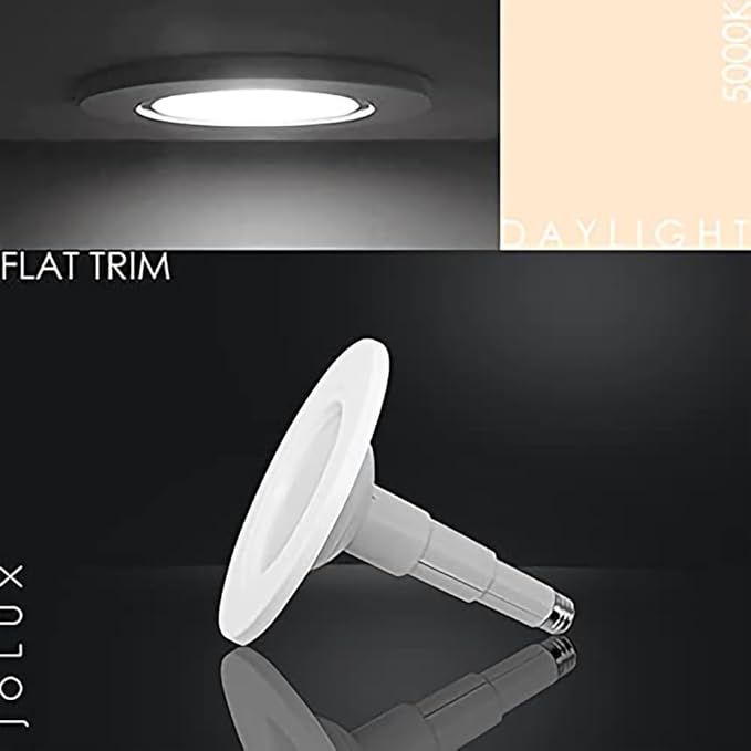 Jolux 5/6 Inch LED Can Lights Adjustable Recessed Retrofit Downlight, ETL Damp Rated Replacement Conversion Kit, 12W=60W, 5000K Daylight, 800LM, Dimmable, Flat Trim, E26 Base,24-Pack……