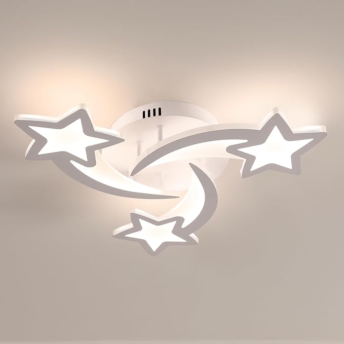 Goeco Kidsroom Ceiling Light, 6500K White Acrylic Close to Ceiling Light Fixtures, Stars Creative Cartoon Flush Mount Ceiling Lamp Fixture for Kids Room, Bedroom, Living Room