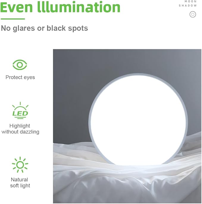LightingWill 24 Inch LED Flush Mount Ceiling Light Fixture, 6000K Cool White, 5600LM, 45W, Flat Modern Round Lighting Fixture, 400W Equivalent White Ceiling Lamp for Kitchens, Bedrooms.etc.