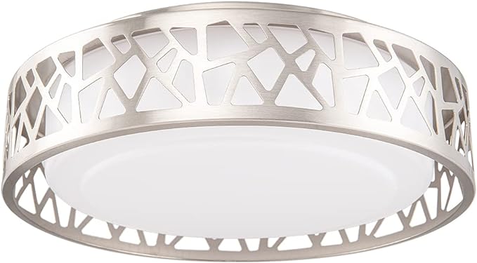 Flush Mount Light Fixtures, 12 Inch Dimmable LED Kitchen Ceiling Lights, 15W 1100 Lumens 3000K Warm White, ETL Listed,Brush Nickel Finished,Metal Body and Acrylic Shade
