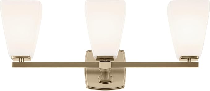 Kichler Marant 21.25" 3-Light Bathroom Vanity Light Fixture with Opal Glass in Champagne Bronze for Over Mirror, Modern Wall Mount (21.25" W x 9.5" H), 55216CPZ