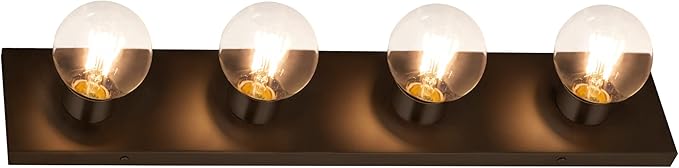 Design House Vanity Lights, 4 Linear Lights, Dimmable, Horizontal or Vertical Use, Uses (4) 60W Bulbs, for Bathroom/Makeup Vanity, Matte Black, 24.0. in. L x 4.33 in. H x 2.0 in. D, 588574-BLK