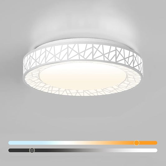 Lightania 16 Inch Flush Mount Ceiling Light, Modern White LED Ceiling Light Fixture, 28W 2800LM 2700-6500K Adjustable, Dimmable Ceiling Lights for Bedroom, Kitchen, Hallway, Bathroom, ETL