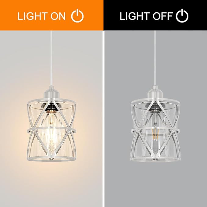 Brushed Nickel Pendant Lights for Kitchen Island, 2 Pack Adjustable Bathroom Pendant Light, Modern Hanging Lights with Clear Glass for Dining Room Island Sink, E26 Base,5.51'' Shade 59.06''Cord