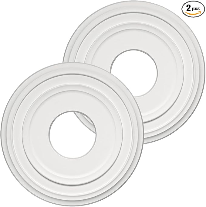 EIFHYT White PU Ceiling Medallions for Light Fixtures and Ceiling Fans, 12-2/8"OD x 4" ID x 1" P (Fits Canopies up to 7")