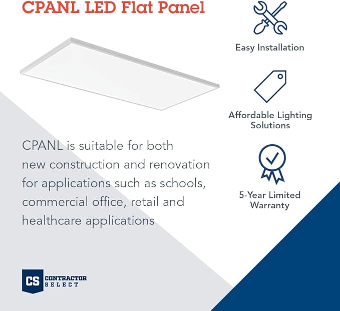 Lithonia Lighting CPANL 2x4 LED Flat Panel Light, 2 Ft. x 4 Ft. LED Light Panel, Ceiling Lighting Fixture, 4000/5000/6000 Adjustable Lumens, 3500K/4000K/5000K Switchable CCT, White