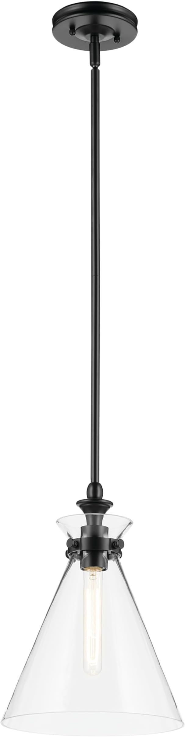 Kichler Laria 1-Light Pendant, Updated Traditional Light, Sloped Ceiling Compatible, for Kitchen with Clear Glass in Black (14.5" x 10.5"), 52774BKCLR