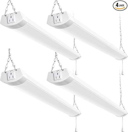 hykolity 4FT 120W LED Shop Light Linkable, 13000lm(400w Equivalent), 5000K Utility Shop Lights for Garages, Workshops, Basements, Hanging or Flush Mount, with Power Cord and Pull Chain, ETL, 4 Pack