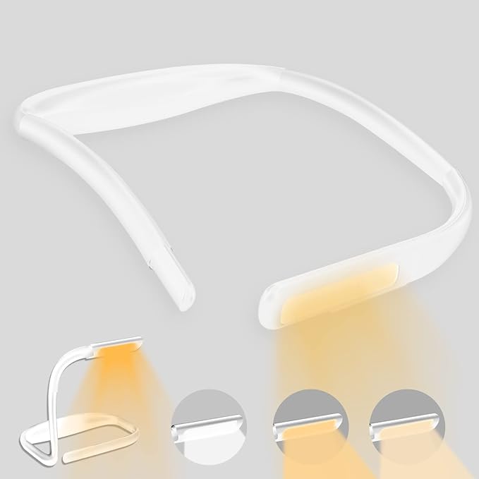 LED Neck Reading Light, Book Light for Reading in Bed, Adjustable Brightness Desk Lamp, 3 Color Modes, Flexible Arms for Repairing, Night Running, Walking, Knitting, Camping (1 PCS)