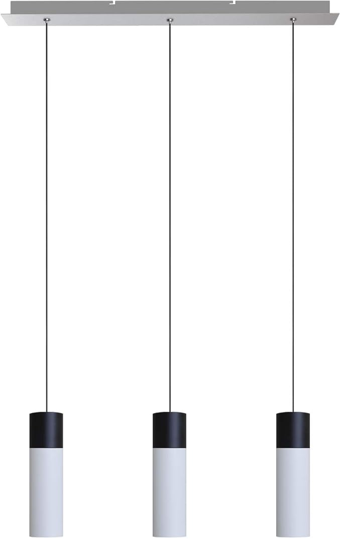 Vela 3 Mini Pendant Lighting Black-White - LED Hanging Light Fixture for Kitchen Island, Bar, Foyer - Cluster Pendants - Dimmable, Adjustable Wire, Lamp Bulb Included