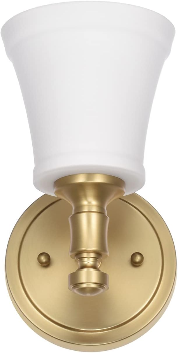 Wall Sconces, Traditional Aged Brass 1 Light Sconce, Wall Light with Opal Glass Shade for Bedroom Bathroom Living Room & Hallway Vanity Lighting Fixture