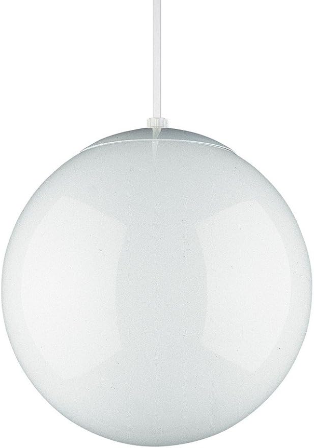 Generation Lighting 6020-15 Leo Globe One-Light Pendant Hanging Modern Fixture, 10", White Finish