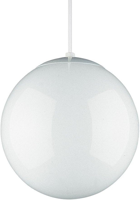 Generation Lighting 6020-15 Leo Globe One-Light Pendant Hanging Modern Fixture, 10", White Finish