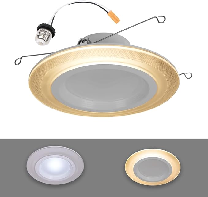 HALO RL Night Light 5/6 in LED Recessed Downlight with Night Light Mode, 1000 Lumens, Selectable CCT 2700K-5000K, Dim-to-Warm, Matte White - RLNL56109FSD2W1EWH